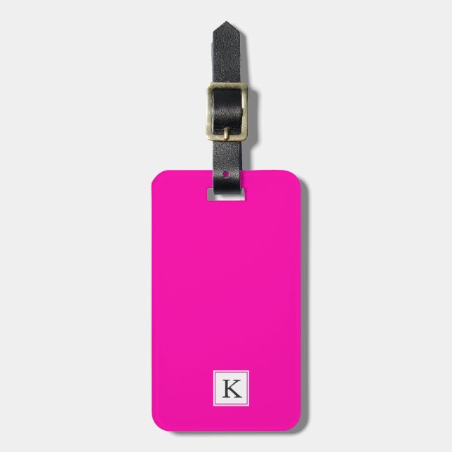 Étiquette À Bagage neon pink fashion monogram (Devant Vertical)