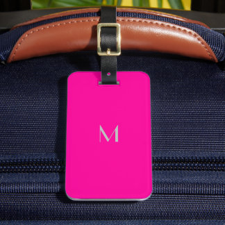 Étiquette À Bagage néon rose - ajouter une étiquette de bagage monogr