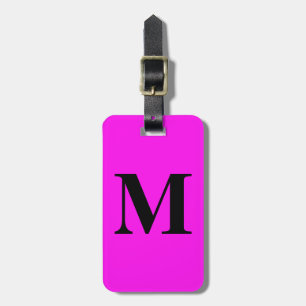 Étiquette À Bagage Neon rose Monogramme Nom Fête Cadeau Favoriser Fil
