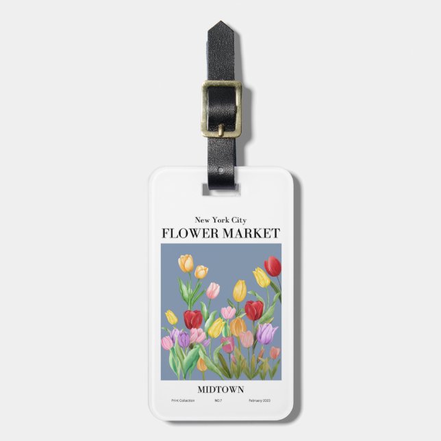 Étiquette À Bagage New York City Tulips Marché aux fleurs Midtown (Devant Vertical)