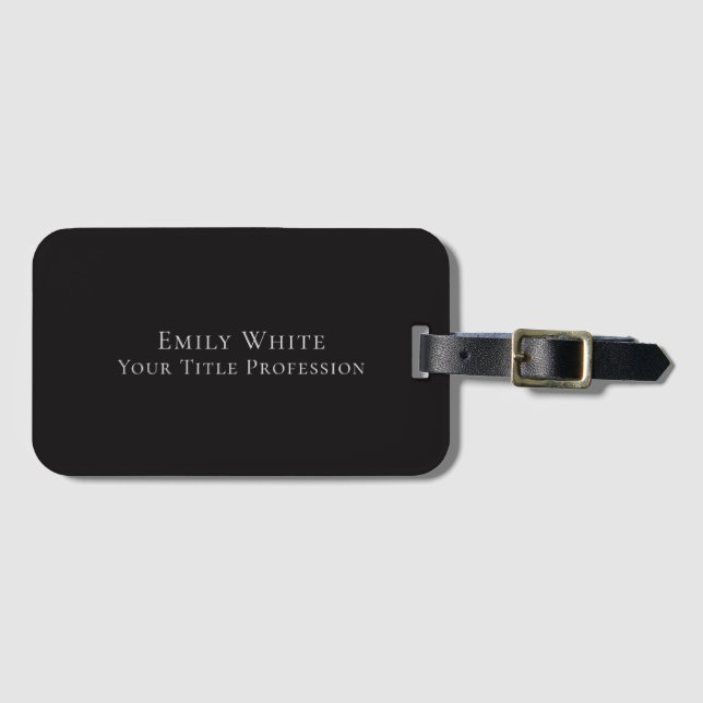 Étiquette À Bagage Night Black Plain Elegant Professional Modern (Devant Horizontal)