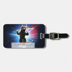 Étiquette À Bagage Ninja Chat dans l'espace.