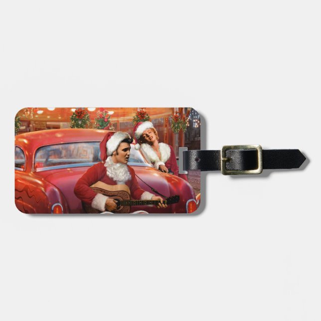 Étiquette À Bagage Noël d'Elvis et de Marilyn (Devant horizontal)