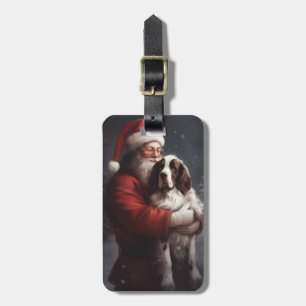 Étiquette À Bagage Noël festif Springer Spaniel Santa Claus