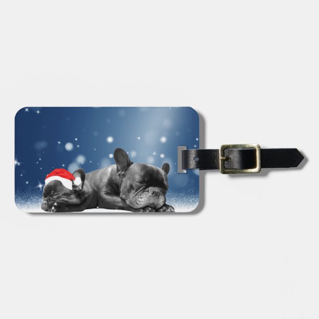 Étiquette À Bagage Noël Français Chien de taule Chien Chien de Chien  (Devant horizontal)