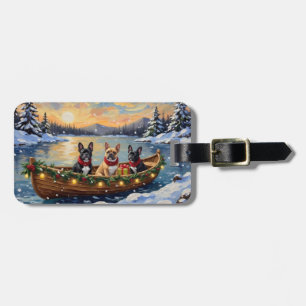 Étiquette À Bagage Noël French Bulldog Bateau Fêtes