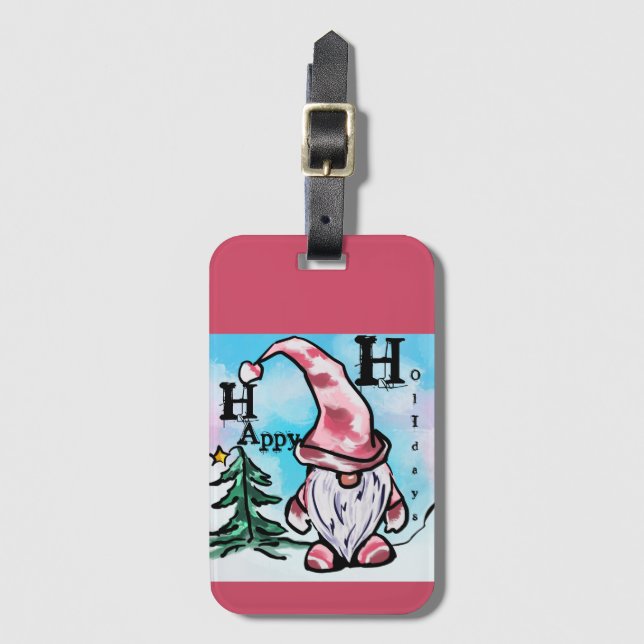 ÉTIQUETTE À BAGAGE NOËL GNOME (Devant Vertical)