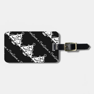 Étiquette À Bagage Noël noir et blanc Sauvez l'arbre