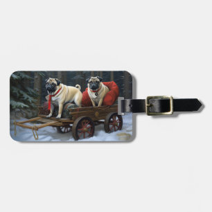 Étiquette À Bagage Noël Pug Saison Festive