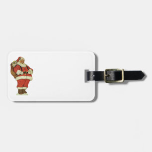 Étiquette À Bagage Noël vintage, Père Noël victorien avec jouets