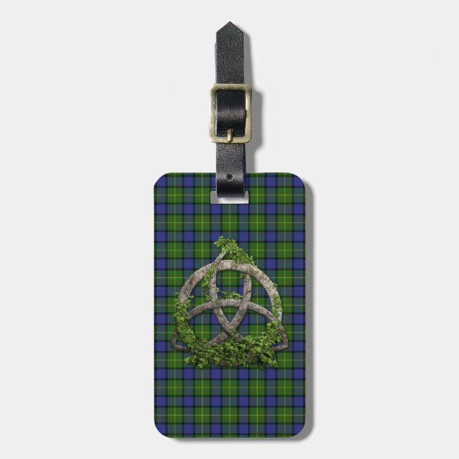 Étiquette À Bagage Noeud de trinité et tartan celtiques de Muir de (Devant Vertical)