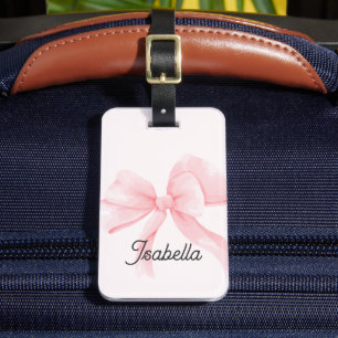 Étiquette À Bagage Nœud Rose Coquette Fille Personnalisée