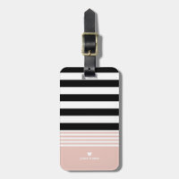 Noir, blanc et rose rayé Personnalisé