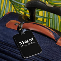 Noir Blanc Minimaliste Monogramme Luxe Moderne