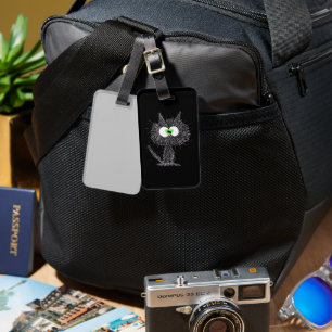 Étiquette À Bagage Noir de chat confus 
