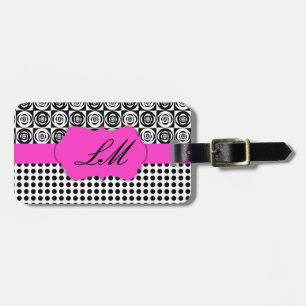 Étiquette À Bagage Noir et blanc Ajouter votre monogramme