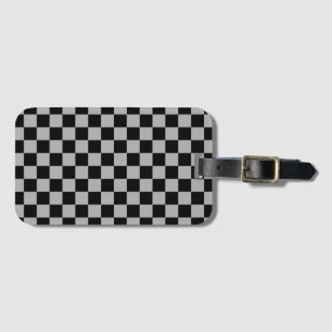 Étiquette À Bagage Noir + gris À damiers Motif de tableau de bord