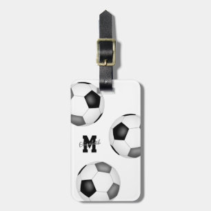 Étiquette À Bagage noir gris équipe de football couleurs sac ID fille