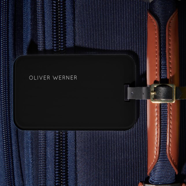 Étiquette À Bagage Noir minimaliste simple (Insitu Rectoal 4)
