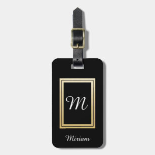 Étiquette À Bagage Noir personnalisé d'or d'affaires de monogramme