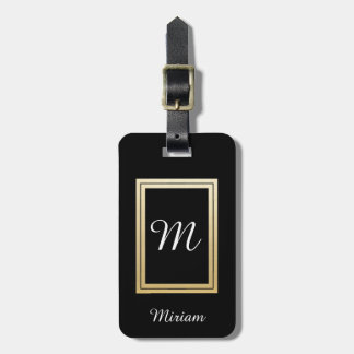 Étiquette À Bagage Noir personnalisé d'or d'affaires de monogramme