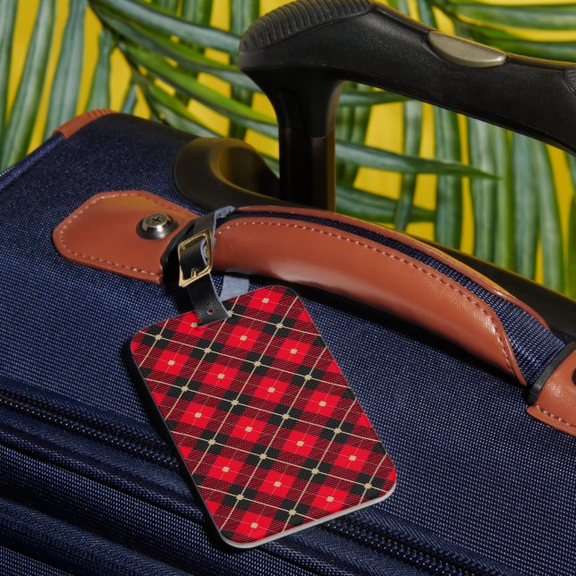 Étiquette À Bagage Noir Rouge or Lumberjack Plaid Motif (Insitu Rectoal 1)