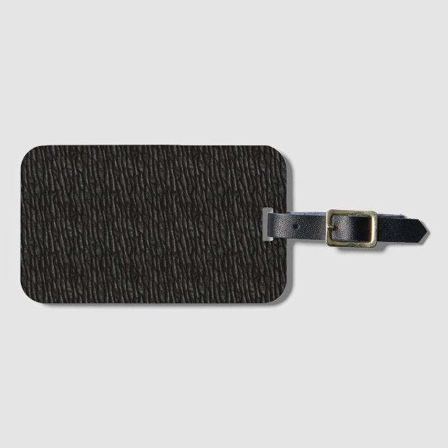 Étiquette À Bagage Noir Texté Faux Cuir noir (Devant Horizontal)