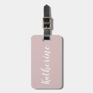 Étiquette À Bagage Nom de calligraphie Rose Poussiéreuse