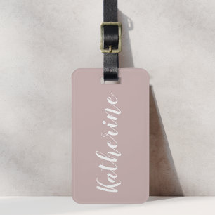 Étiquette À Bagage Nom de calligraphie Rose Poussiéreuse