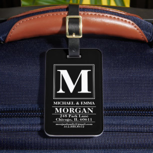 Étiquette À Bagage Nom de famille Monogramme Gras Couple Personnalisé