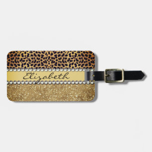 Étiquette À Bagage Nom de l'ajout de la Parties scintillant Leopard S
