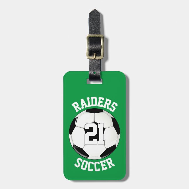 Étiquette À Bagage Nom de l'équipe de football personnalisée, numéro  (Devant Vertical)