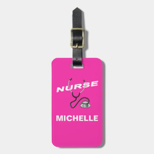 Étiquette À Bagage Nom de l'infirmière personnalisée PINK