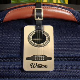 Étiquette À Bagage Nom de l'instrument de guitare acoustique Tan Brow