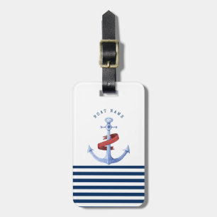 Étiquette À Bagage Nom du bateau nautique, Ancre Bleue Marine Bleu ra