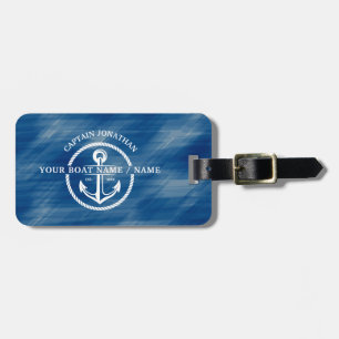 Étiquette À Bagage Nom du capitaine bleu marine