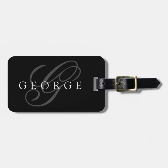 Étiquette À Bagage Nom du monogramme personnalisé initial (Devant horizontal)