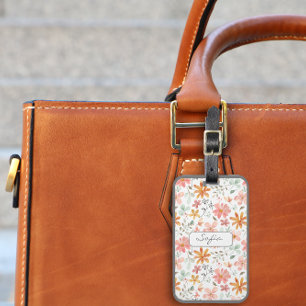 Étiquette À Bagage Nom du motif jaune orange Balise de bagage