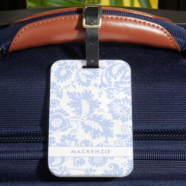 Étiquette À Bagage Nom élégant Bleu Floral Botanique (Insitu Rectoal 2)