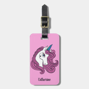 Étiquette À Bagage Nom et couleur personnalisés Cute Unicorn étiquett