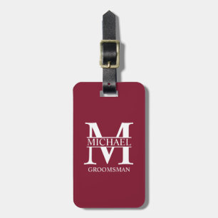 Étiquette À Bagage Nom et monogramme du Groomsman personnalisé