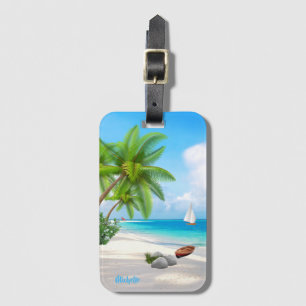 Étiquette À Bagage Nom fait sur commande/plage sablonneuse tropicale