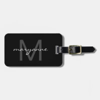 Nom initial décoré d'un monogramme noir moderne de