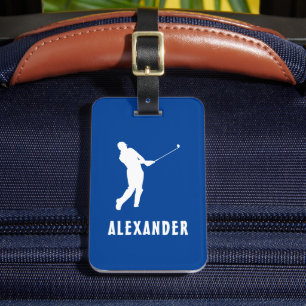 Étiquette À Bagage Nom Male Golf Player Golfing Golfing Bleu Blanc