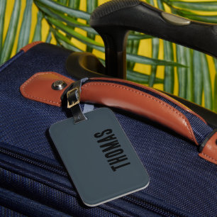 Étiquette À Bagage Nom minimaliste personnalisé Gris Charbon
