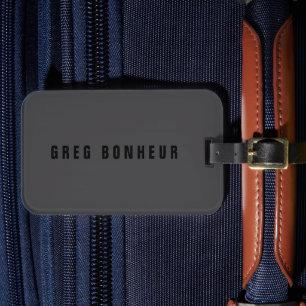 Étiquette À Bagage Nom moderne ou autre Modèle de texte   Gris charbo