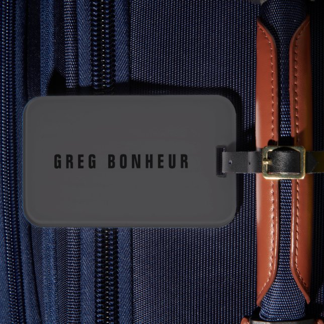 Étiquette À Bagage Nom moderne ou autre Modèle de texte | Gris charbo (Insitu Rectoal 4)
