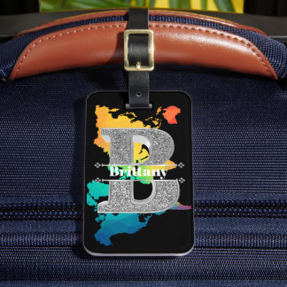 Étiquette À Bagage Nom Monogramme personnalisé Lettre initiale d'arge