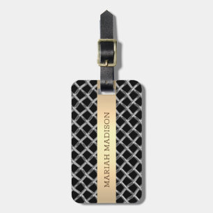Étiquette À Bagage Nom monogrammé simple Elegant Metal Gold