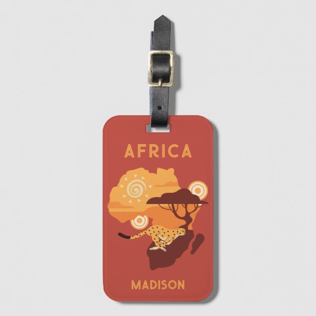 Étiquette À Bagage Nom personnalisé Afrique (Devant Vertical)